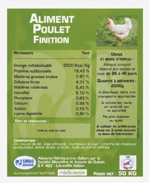 ENERGIE CHAIR FINT 26 40 J - aliments pour volaille - DEAG Gabon