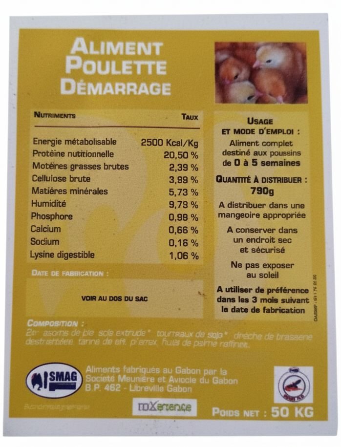 ENERGIE POULETTE DEMARRAGE - aliments pour volaille - DEAG Gabon