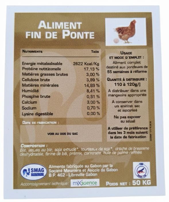 PONTE FIN 55/90S 50KG - aliments pour volaille - DEAG Gabon