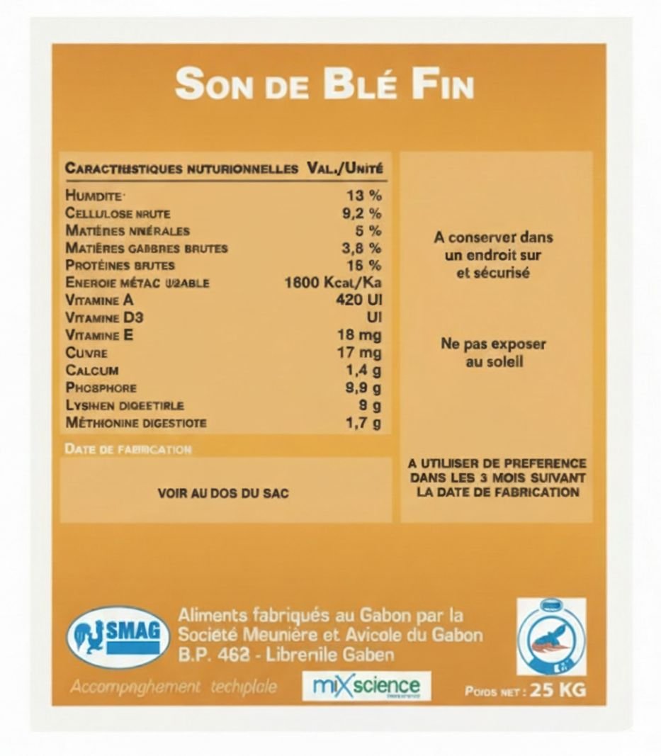 SON FIN 25 KG - aliments pour porc - DEAG Gabon